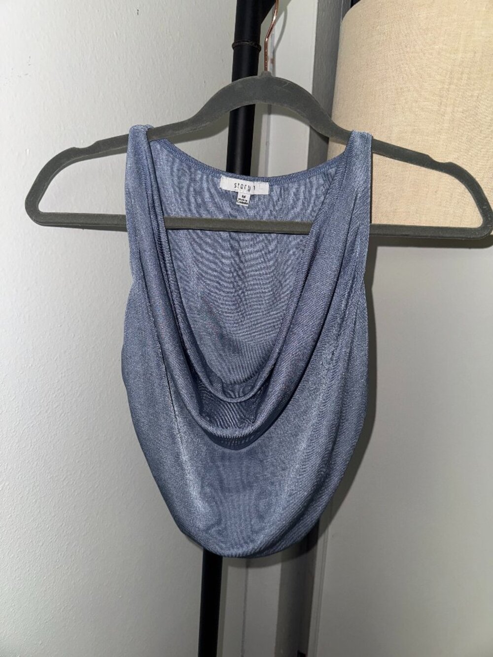 drop neck blue crop top